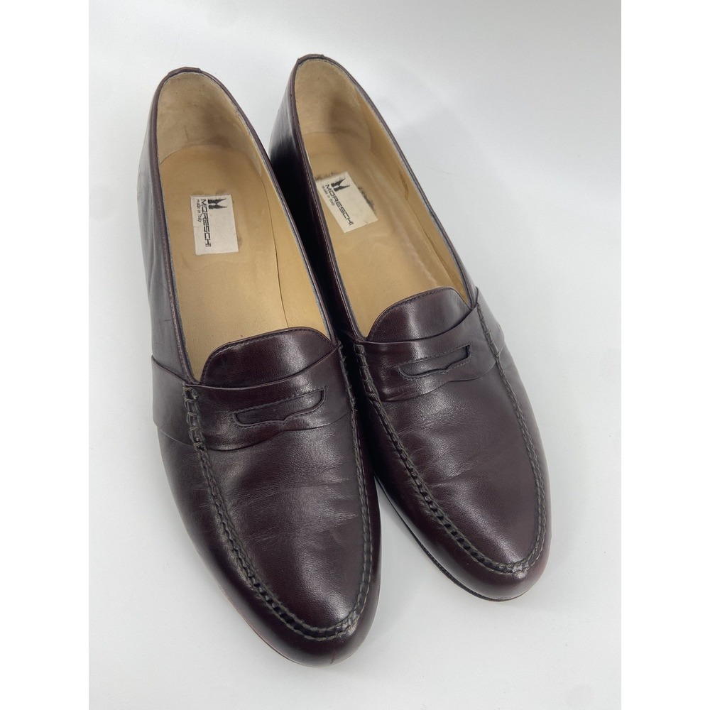 Moreschi Shoes Mens 14 Brown Dress Leather Slip On‎ Penny Loafers Italy Preppy
